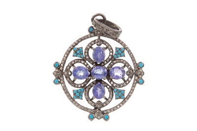 Lot 945 - A CERTIFICATED GEMSTONE AND DIAMOND PENDANT