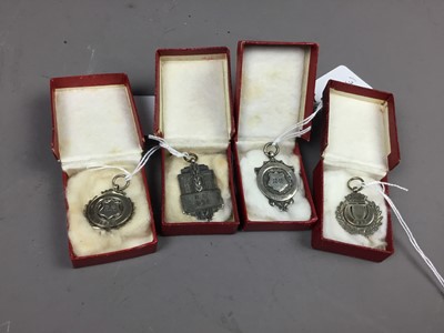 Lot 280 - A LOT OF FOUR SILVER MEDAL FOBS