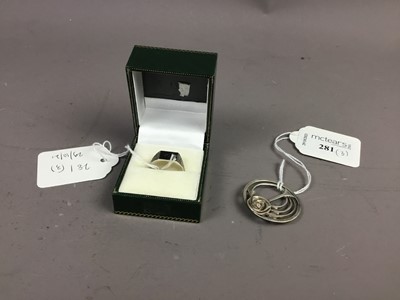 Lot 281 - A SILVER RENNIE MACKINTOSH STYLE BROOCH AND OTHERS