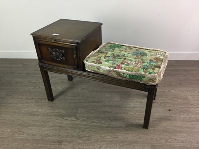 Lot 322 - A TELEPHONE TABLE, PIANO STOOL AND OTTOMAN