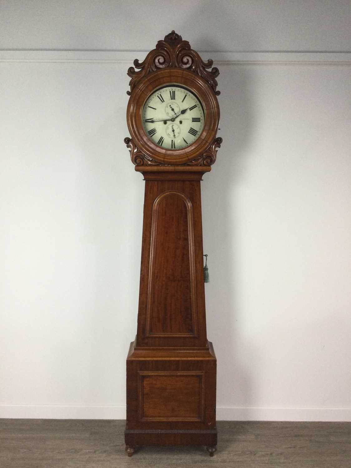 Lot 1196 - A GOOD 19TH CENTURY SCOTTISH EIGHT DAY LONGCASE CLOCK BY J. CARSWELL OF KILMARNOCK