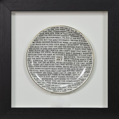 Lot 61 - 100% ART PLATE 2020 BY GRAYSON PERRY