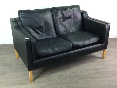 Lot 1475 - A DANISH STOUBY BLACK LEATHER SOFA