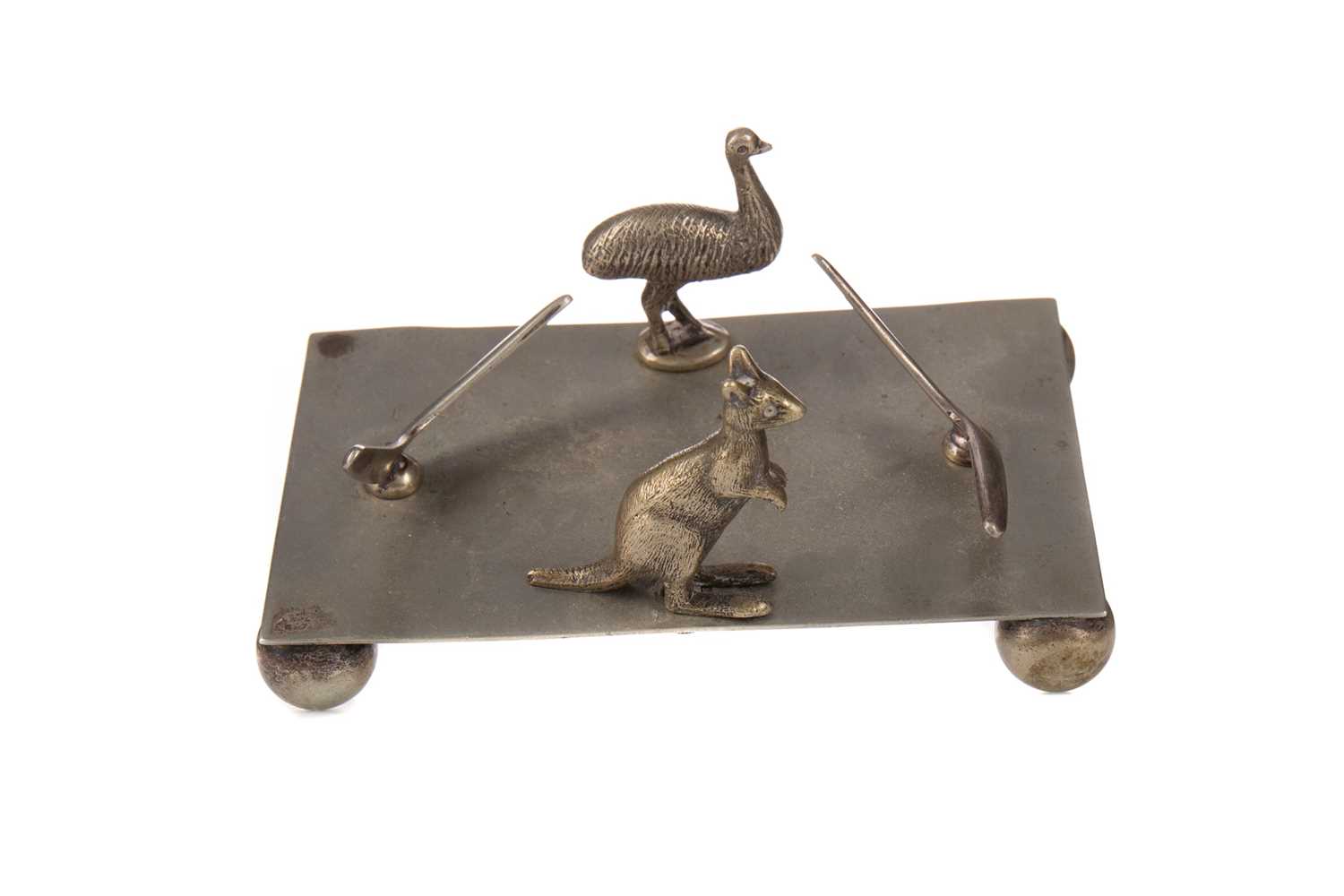 Lot 456 - A LATE 19TH CENTURY AUSTRALIAN SILVER PLATED PEN REST