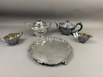 Lot 395 - A LOT OF TWO VICTORIAN SILVER PLATED TEA SERVICES