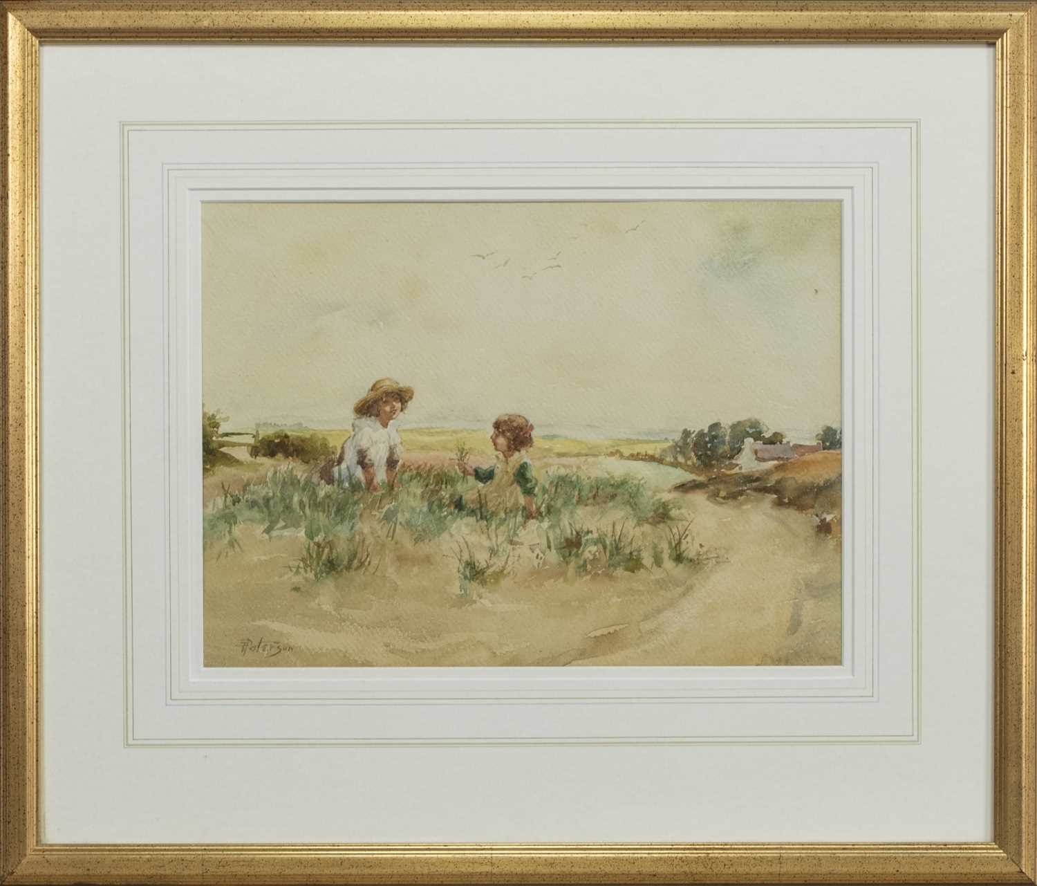 Lot 34 - IN THE GRASS, A WATERCOLOUR BY TOM PATERSON