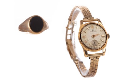 Lot 339 - A GOLD SIGNET RING AND A WATCH