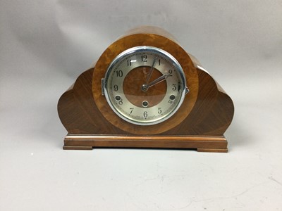 Lot 419 - AN EARLY 20TH CENTURY MAHOGANY MANTEL CLOCK ALONG WITH TWO OTHERS