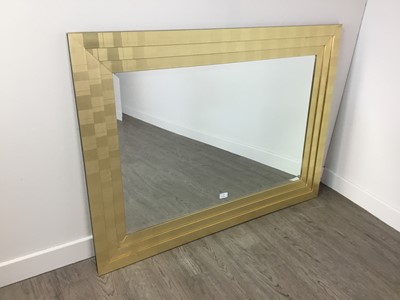 Lot 428 - A MODERN BEVELLED WALL MIRROR IN A GILT FRAME ALONG WITH ANOTHER