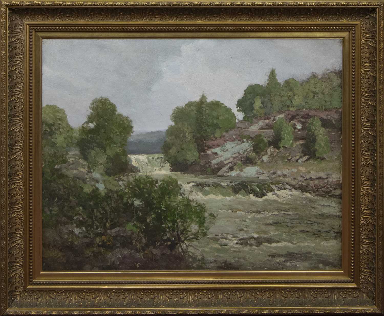 Lot 281 - HIGHLAND RIVER, A LARGE OIL BY GEORGE HOUSTON