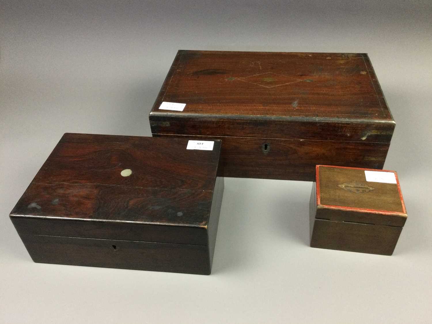 Lot 448 - A LOT OF SIX HARDWOOD BOXES