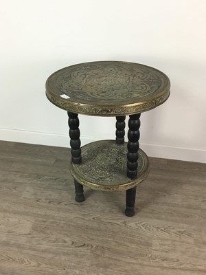 Lot 451 - AN EASTERN BRASS TOPPED TABLE