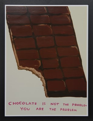 Lot 662 - CHOCOLATE IS NOT THE PROBLEM, A LITHOGRAPH BY DAVID SHRIGLEY
