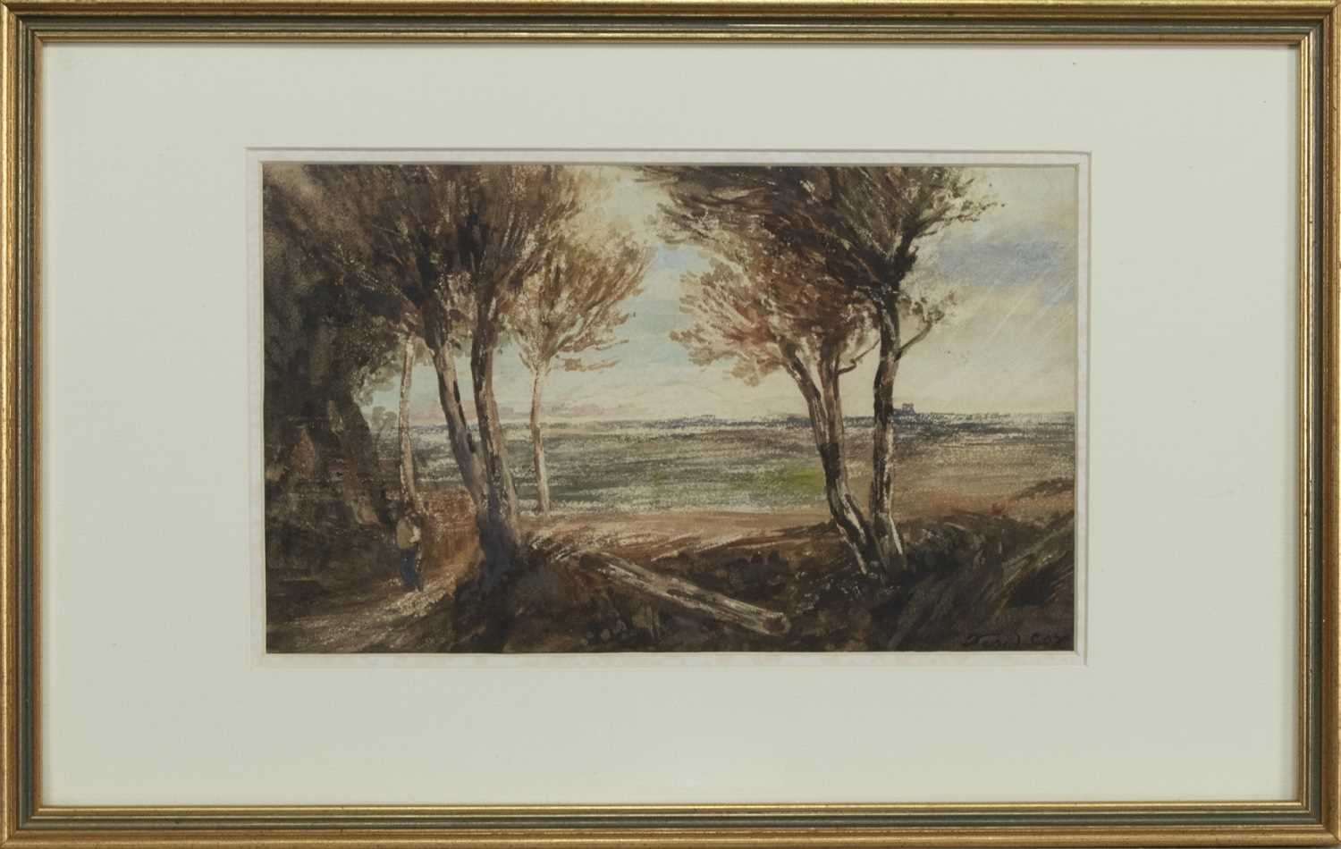 Lot 48 - WOODED LANDSCAPE, A WATERCOLOUR BY DAVID COX THE YOUNGER