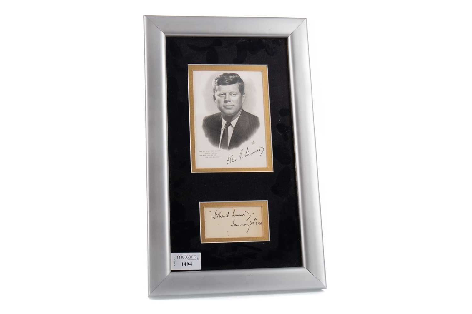 Lot 1494 - PRESIDENT JOHN F. KENNEDY AUTOGRAPH DISPLAY