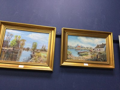 Lot 504 - WHERE THE RIVER BENDS BY GEORGE BURKE, ALONG WITH TWO OTHER PAINTINGS