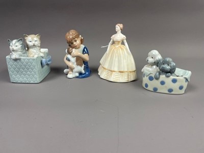 Lot 541 - A NAO FIGURE OF KITTENS IN A BASKET ALONG WITH OTHER FIGURES