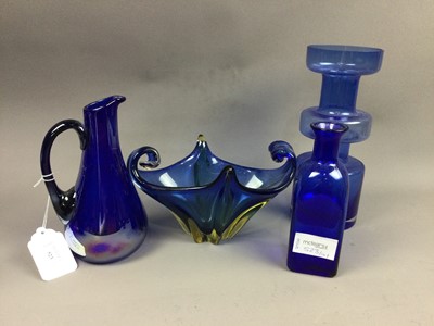 Lot 523 - A LOT OF VARIOUS BLUE GLASS INCLUDING VASES