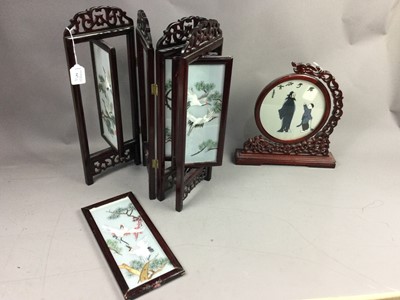 Lot 547 - A REPRODUCTION CHINESE TABLE TOP SCREEN AND ANOTHER