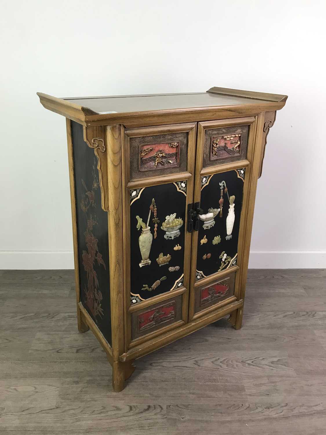 Lot 1609 - A CHINESE HARDWOOD SIDE CABINET