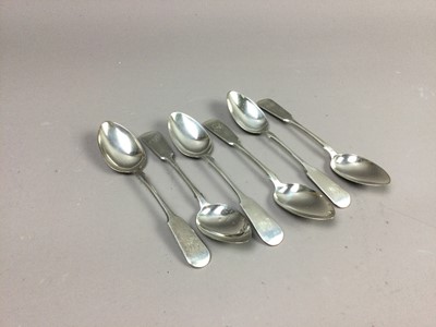 Lot 562 - A SET OF SIX GLASGOW SILVER TEA SPOONS