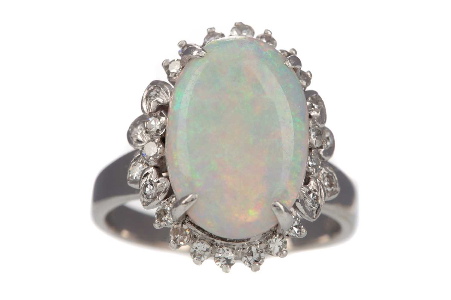 Lot 358 - AN OPAL AND DIAMOND RING