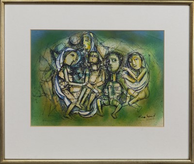 Lot 689 - LITTLE FAMILY, A MIXED MEDIA BY FLORA WOOD