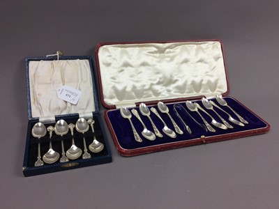 Lot 571 - A LATE VICTORIAN PLATED FRUIT AND NUT SET AND THREE OTHER CASES OF CUTLERY