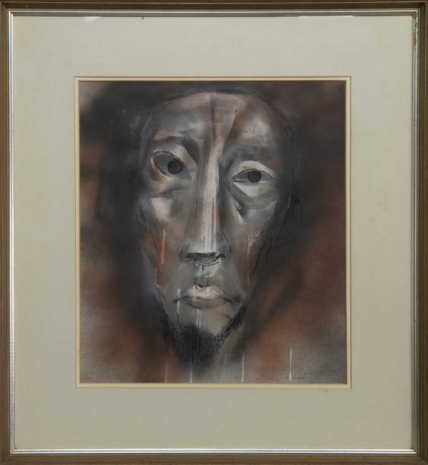 Lot 686 - HEAD OF THE MAN, A MIXED MEDIA BY FLORA WOOD