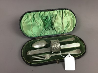 Lot 661 - A SILVER CHRISTENING SET