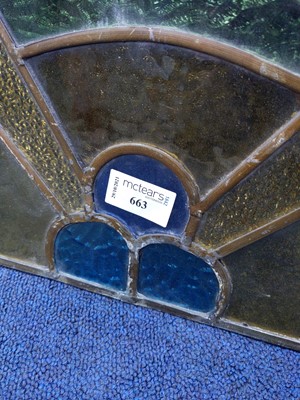 Lot 663 - A LEADED AND STAINED GLASS WINDOW SCREEN