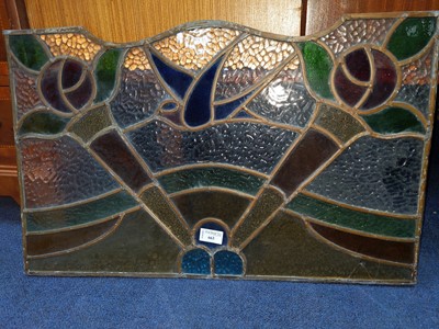 Lot 663 - A LEADED AND STAINED GLASS WINDOW SCREEN