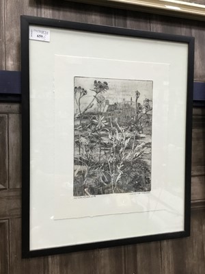 Lot 659 - AN ETCHING TITLED 'DEMOLITION RAGWORT' ALONG WITH FOUR OTHER PICTURES