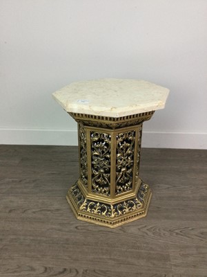 Lot 596 - A GILT METAL OCTAGONAL PEDESTAL TABLE