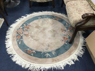 Lot 598 - A 20TH CENTURY CHINESE CIRCULAR RUG AND TWO OTHER RUGS