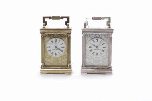 Lot 18 - TWO 20TH CENTURY MAPPIN & WEBB CARRIAGE CLOCKS...