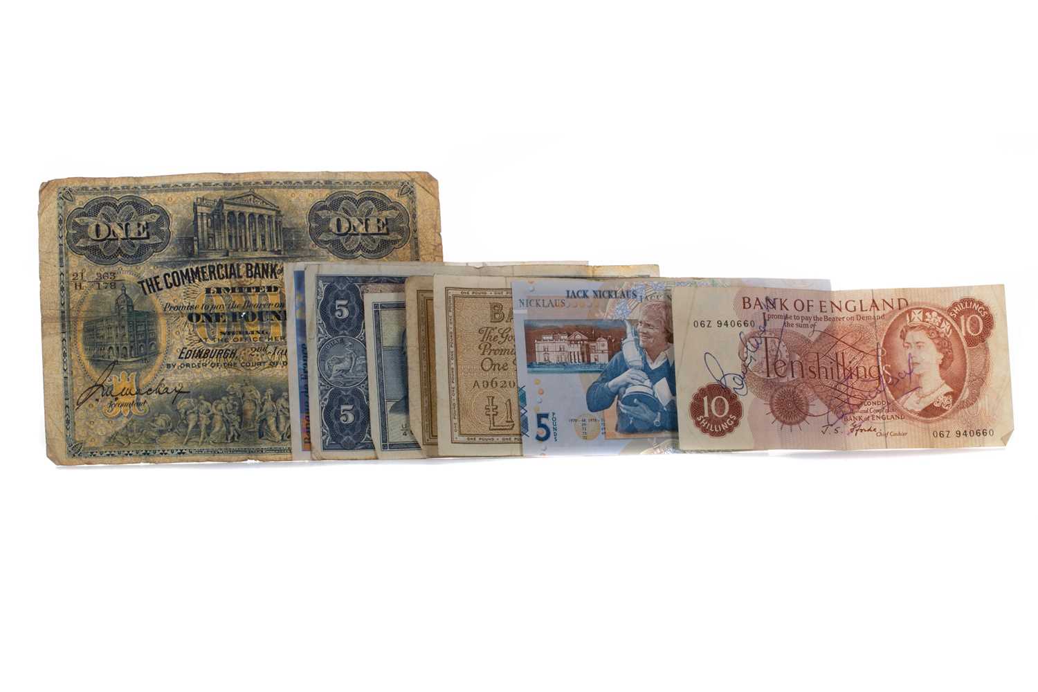 Lot 83 - A 1923 COMMERCIAL BANK OF SCOTLAND £1 NOTE AND OTHERS