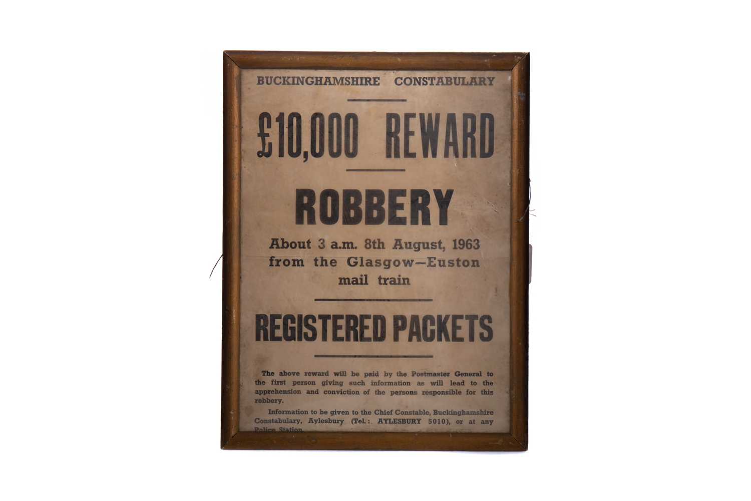 Lot 1002 - 'THE GREAT TRAIN ROBBERY' ORIGINAL POSTER FROM BUCKINGHAMSHIRE CONSTABULARY