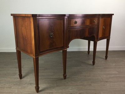 Lot 671 - A REPRODUCTION MAHOGANY SERPENTINE FRONTED SIDEBOARD