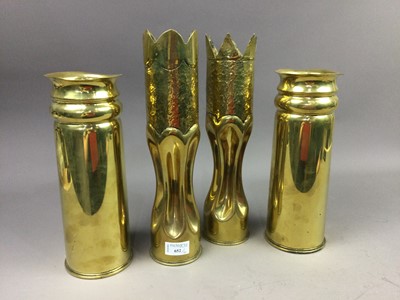 Lot 652 - A PAIR OF BRASS SPILL VASES AND ANOTHER PAIR