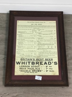 Lot 653 - A WHITBREAD'S ALE AND STOUT POSTER AND A BASS WALL CLOCK