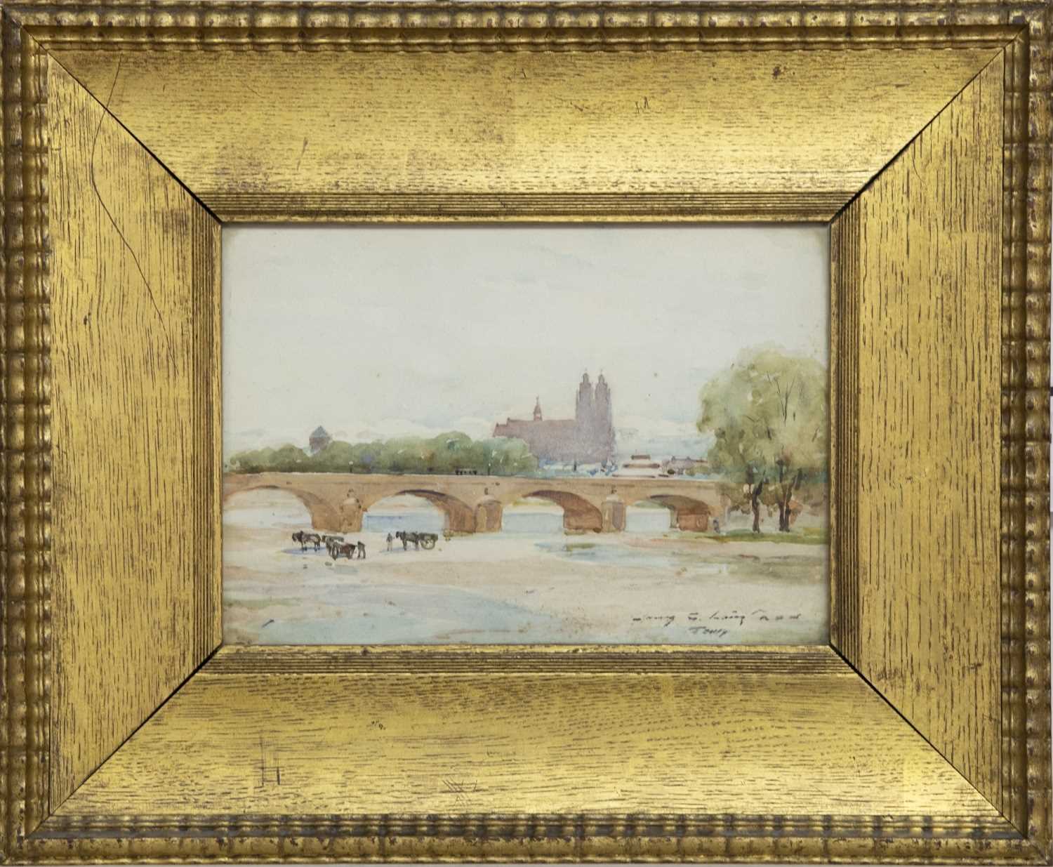 Lot 263 - ON THE LOIRE AT TOURS, FRANCE, A WATERCOLOUR BY JAMES GARDEN LAING