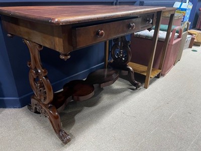 Lot 740 - A VICTORIAN MAHOGANY SIDE TABLE ALONG WITH ANOTHER SIDE TABLE