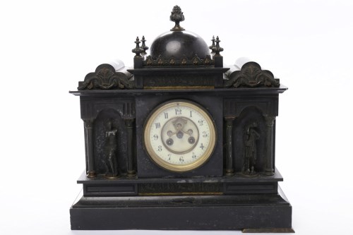 Lot 37 - VICTORIAN ARCHITECTURAL SLATE MANTEL CLOCK the...