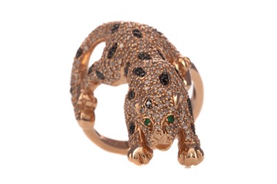 Lot 503 - ROSE GOLD DIAMOND AND EMERALD PANTHER RING
