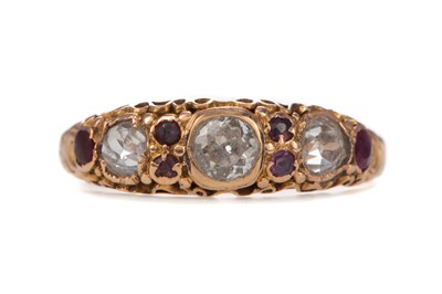 Lot 576 - A VICTORIAN DIAMOND, RUBY AND AMETHYST RING