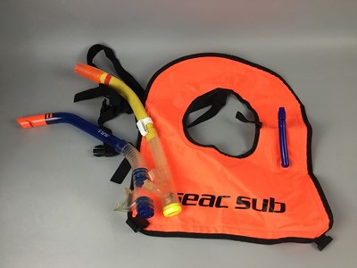 Lot 14 - A SCUBAPRO WETSUIT AND AN UNDERWATER CAMERA, ALONG WITH SNORKELLING EQUIPMENT
