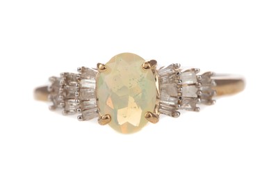 Lot 351 - AN OPAL AND DIAMOND RING