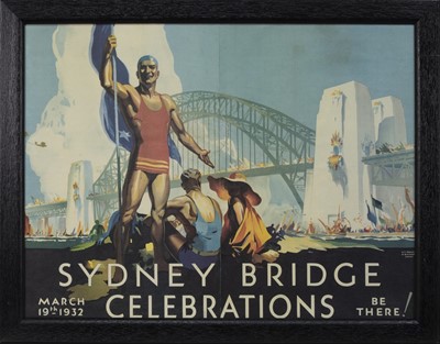 Lot 727 - SYDNEY BRIDGE CELEBRATIONS, A VINTAGE POSTER BY DOUGLAS SHENTON ANNAND