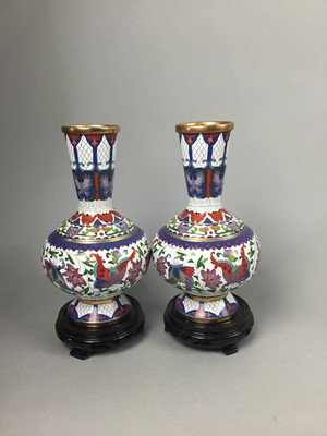 Lot 49 - A PAIR OF CHINESE 20TH CENTURY CLOISONNE ENAMEL VASES